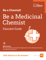 The front cover of an orange book that says Be a Medicinal Chemist Educator Guide