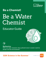 The front cover of a green book that says Be a Water Chemist Educator Guide